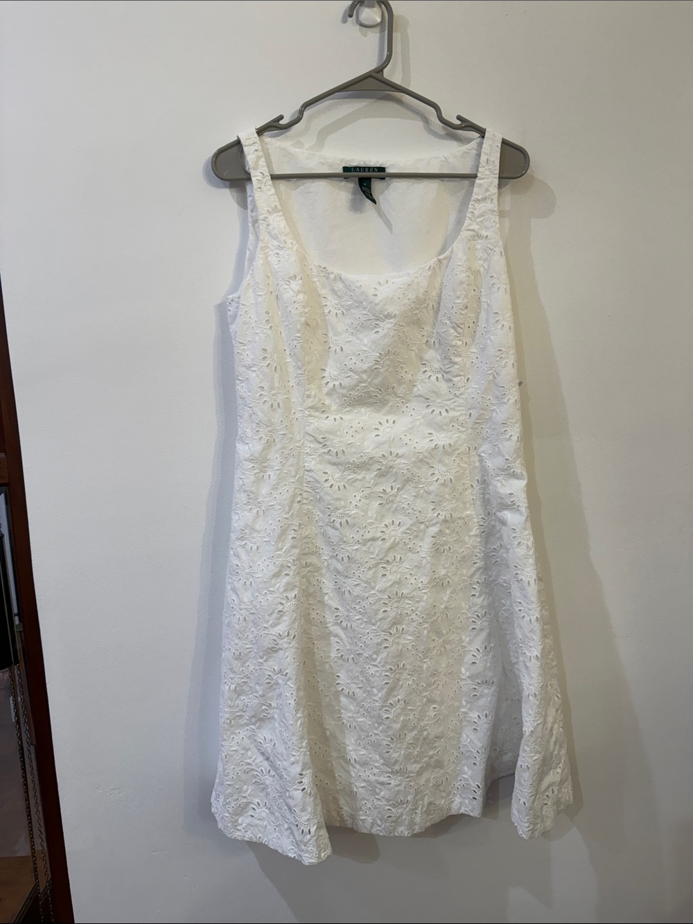 Ralph Lauren White Eyelet Scoop Neck Mini Dress